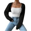 imageWomens Cropped Cardigan Sweaters Long Sleeve Open Front Bolero Shrugs Casual Knit TopsBlack
