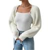 imageWomens Cropped Cardigan Sweaters Long Sleeve Open Front Bolero Shrugs Casual Knit TopsWhite
