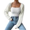 imageWomens Cropped Cardigan Sweaters Long Sleeve Open Front Bolero Shrugs Casual Knit TopsWhite