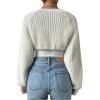 imageWomens Cropped Cardigan Sweaters Long Sleeve Open Front Bolero Shrugs Casual Knit TopsWhite