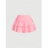 imageWomens Drawstring Bow Side Mini Skirts Tiered Layer Ruffle Elastic Waist Y2K Coquette Short SkirtsCoral Pink
