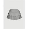 imageWomens Drawstring Bow Side Mini Skirts Tiered Layer Ruffle Elastic Waist Y2K Coquette Short SkirtsGrey