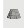 imageWomens Drawstring Bow Side Mini Skirts Tiered Layer Ruffle Elastic Waist Y2K Coquette Short SkirtsGrey