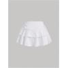 imageWomens Drawstring Bow Side Mini Skirts Tiered Layer Ruffle Elastic Waist Y2K Coquette Short SkirtsWhite