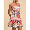 imageWomens Floral Boho Flowy Mini Cami Dress Ruffle Hem Spaghetti Strap Vacation Tank DressesMulticolor