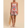 imageWomens Floral Boho Flowy Mini Cami Dress Ruffle Hem Spaghetti Strap Vacation Tank DressesMulticolor