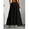 imageWomens Flowy Flared Ruffle Hem A Line Maxi Skirts Elastic Waist Elegant Tiered Layer Boho Long SkirtsBlack