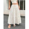 imageWomens Flowy Flared Ruffle Hem A Line Maxi Skirts Elastic Waist Elegant Tiered Layer Boho Long SkirtsBlue