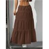 imageWomens Flowy Flared Ruffle Hem A Line Maxi Skirts Elastic Waist Elegant Tiered Layer Boho Long SkirtsBrown
