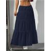 imageWomens Flowy Flared Ruffle Hem A Line Maxi Skirts Elastic Waist Elegant Tiered Layer Boho Long SkirtsDeep Blue