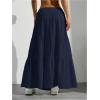 imageWomens Flowy Flared Ruffle Hem A Line Maxi Skirts Elastic Waist Elegant Tiered Layer Boho Long SkirtsDeep Blue