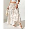 imageWomens Flowy Flared Ruffle Hem A Line Maxi Skirts Elastic Waist Elegant Tiered Layer Boho Long SkirtsFloral White