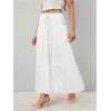 imageWomens Flowy Flared Ruffle Hem A Line Maxi Skirts Elastic Waist Elegant Tiered Layer Boho Long SkirtsLight White