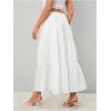 imageWomens Flowy Flared Ruffle Hem A Line Maxi Skirts Elastic Waist Elegant Tiered Layer Boho Long SkirtsLight White