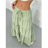 imageWomens Flowy Flared Ruffle Hem A Line Maxi Skirts Elastic Waist Elegant Tiered Layer Boho Long SkirtsMint Green