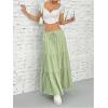 imageWomens Flowy Flared Ruffle Hem A Line Maxi Skirts Elastic Waist Elegant Tiered Layer Boho Long SkirtsMint Green