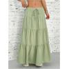 imageWomens Flowy Flared Ruffle Hem A Line Maxi Skirts Elastic Waist Elegant Tiered Layer Boho Long SkirtsMint Green