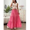 imageWomens Flowy Flared Ruffle Hem A Line Maxi Skirts Elastic Waist Elegant Tiered Layer Boho Long SkirtsPink