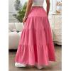 imageWomens Flowy Flared Ruffle Hem A Line Maxi Skirts Elastic Waist Elegant Tiered Layer Boho Long SkirtsPink