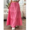 imageWomens Flowy Flared Ruffle Hem A Line Maxi Skirts Elastic Waist Elegant Tiered Layer Boho Long SkirtsPink