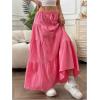imageWomens Flowy Flared Ruffle Hem A Line Maxi Skirts Elastic Waist Elegant Tiered Layer Boho Long SkirtsPink
