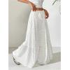 imageWomens Flowy Flared Ruffle Hem A Line Maxi Skirts Elastic Waist Elegant Tiered Layer Boho Long SkirtsPlain White