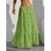 imageWomens Flowy Flared Ruffle Hem A Line Maxi Skirts Elastic Waist Elegant Tiered Layer Boho Long SkirtsPure Green
