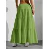 imageWomens Flowy Flared Ruffle Hem A Line Maxi Skirts Elastic Waist Elegant Tiered Layer Boho Long SkirtsPure Green
