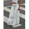 imageWomens Flowy Flared Ruffle Hem A Line Maxi Skirts Elastic Waist Elegant Tiered Layer Boho Long SkirtsPure White
