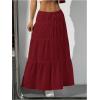 imageWomens Flowy Flared Ruffle Hem A Line Maxi Skirts Elastic Waist Elegant Tiered Layer Boho Long SkirtsRed