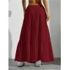 imageWomens Flowy Flared Ruffle Hem A Line Maxi Skirts Elastic Waist Elegant Tiered Layer Boho Long SkirtsRed