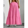 imageWomens Flowy Flared Ruffle Hem A Line Maxi Skirts Elastic Waist Elegant Tiered Layer Boho Long SkirtsSolid Pink