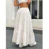 imageWomens Flowy Flared Ruffle Hem A Line Maxi Skirts Elastic Waist Elegant Tiered Layer Boho Long SkirtsViolet Purple