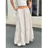 imageWomens Flowy Flared Ruffle Hem A Line Maxi Skirts Elastic Waist Elegant Tiered Layer Boho Long SkirtsViolet Purple