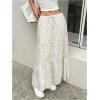imageWomens Flowy Flared Ruffle Hem A Line Maxi Skirts Elastic Waist Elegant Tiered Layer Boho Long SkirtsViolet Purple