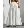 imageWomens Flowy Flared Ruffle Hem A Line Maxi Skirts Elastic Waist Elegant Tiered Layer Boho Long SkirtsWhite