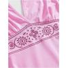 imageWomens Halter Cowgirl Vintage Mini Dress Embroidery Tie Back Sleeveless Ruched Tiered Layer A Line DressesPink