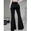 imageWomens Heart Ring Tie Back Flared Leggings Glitter Ruched Long Bell Bottoms Y2K PantsBlack