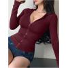imageWomens Hooded Zip Up Workout Jacket Athletic Yoga Tops Slim Fit Long Sleeve Lightweight T ShirtsBurgundy
