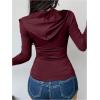 imageWomens Hooded Zip Up Workout Jacket Athletic Yoga Tops Slim Fit Long Sleeve Lightweight T ShirtsBurgundy
