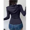 imageWomens Hooded Zip Up Workout Jacket Athletic Yoga Tops Slim Fit Long Sleeve Lightweight T ShirtsDeep Blue