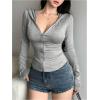 imageWomens Hooded Zip Up Workout Jacket Athletic Yoga Tops Slim Fit Long Sleeve Lightweight T ShirtsLight Grey