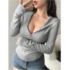 imageWomens Hooded Zip Up Workout Jacket Athletic Yoga Tops Slim Fit Long Sleeve Lightweight T ShirtsLight Grey