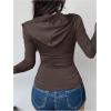 imageWomens Hooded Zip Up Workout Jacket Athletic Yoga Tops Slim Fit Long Sleeve Lightweight T ShirtsMocha Brown