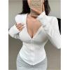imageWomens Hooded Zip Up Workout Jacket Athletic Yoga Tops Slim Fit Long Sleeve Lightweight T ShirtsWhite
