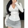 imageWomens Hooded Zip Up Workout Jacket Athletic Yoga Tops Slim Fit Long Sleeve Lightweight T ShirtsWhite