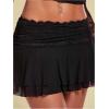 imageWomens Lace Mesh Y2K Going Out Skirts Layered Ruched Ruffle Low Waist Mini Skirt Coquette Streetwear Skirt SkortBlack