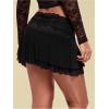 imageWomens Lace Mesh Y2K Going Out Skirts Layered Ruched Ruffle Low Waist Mini Skirt Coquette Streetwear Skirt SkortBlack