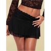 imageWomens Lace Mesh Y2K Going Out Skirts Layered Ruched Ruffle Low Waist Mini Skirt Coquette Streetwear Skirt SkortBlack