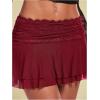 imageWomens Lace Mesh Y2K Going Out Skirts Layered Ruched Ruffle Low Waist Mini Skirt Coquette Streetwear Skirt SkortBurgundy